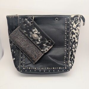 Trinity Ranch Rare Studded Spotted Cowhide Leather Bag Purse & Wallet Crossbody